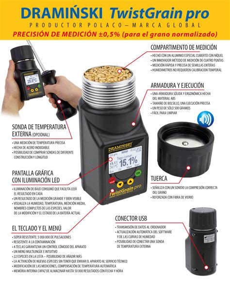 analizador de humedad de granos|Humedímetro DRAMINSKI TwistGrain pro – Medidor .